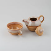 Ochre & Grey Ceramic Kettle with Cup Tea Set - Eyaas